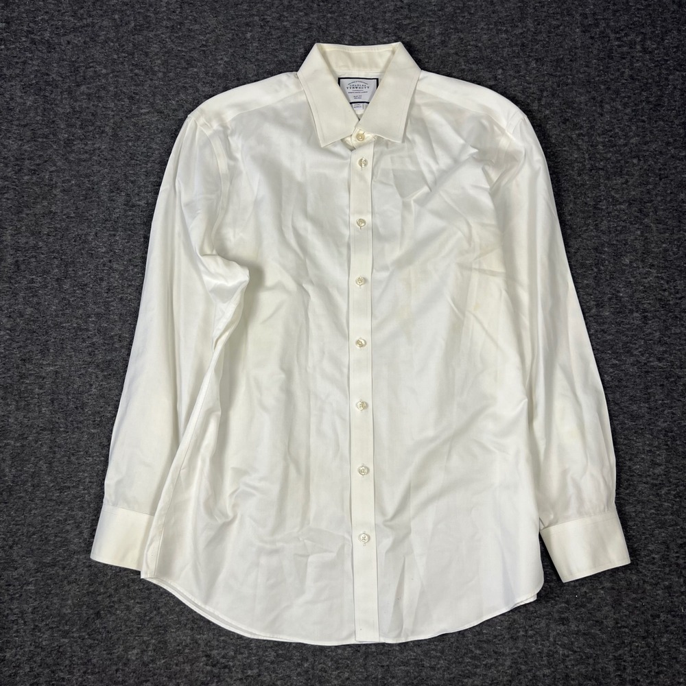 Charles Tyrwhitt Slim Fit Dress Shirt Mens 17/34 White Non-Iron Twill